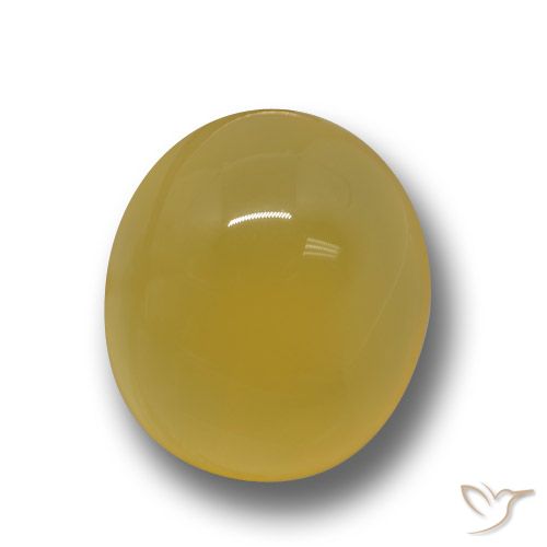 12.4 x 10.9mm Oval Cabochon Yellow Agate from India, Weight of 5.23ct, Natural dyed gemstone in Translucent Clarity, 1pc Agate - the Color is Deep Yellow, Mohs Hardness of 6.5 - 7 suitable for daily wear jewelry, Photo A