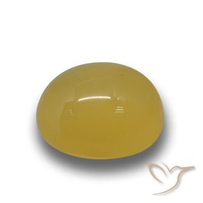 3.84 ct Yellow Agate Stone, Natural Agate in Oval Cabochon Shape for Sale