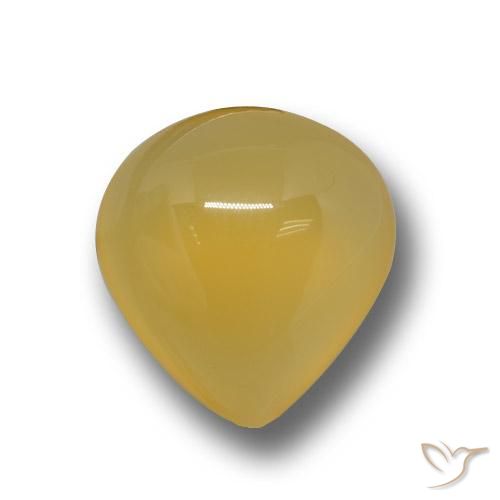 12 x 11.1mm Pear Cabochon Golden Agate from India, Weight of 4.5ct, Natural dyed Gemstone in Translucent Clarity, 1pc Agate - Color: Golden-orange, Mohs Hardness of 6.5 - 7 suitable for daily wear jewelry, Photo A