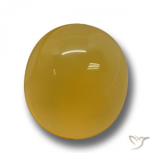 13.7 x 12.4mm Oval Cabochon Golden Agate from India, Weight of 7.28ct, Natural dyed gemstone in Translucent Clarity, 1pc Agate - the Color is Golden-orange, Mohs Hardness of 6.5 - 7 suitable for daily wear jewelry, Photo A
