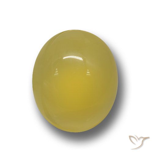 11.9 x 10mm Oval Cabochon Yellow Agate from India, Weight of 4.38ct, Natural dyed Gemstone in Translucent Clarity, 1pc Agate - Color: Medium-light Yellow, Mohs Hardness of 6.5 - 7 suitable for daily wear jewelry, Photo A
