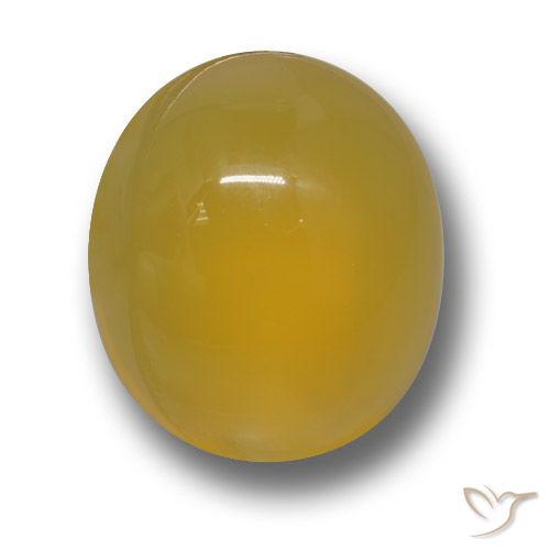 4.4ct Oval Cabochon Yellow Agate from India, Dimension 11.5 x 9.9mm, Natural dyed Gemstone, Translucent Clarity, 1 piece Agate in Honey Yellow Color, Mohs Hardness of 6.5 - 7 suitable for daily wear jewelry, Photo A