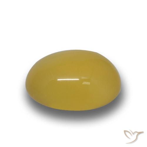 3.96 ct Yellow Agate Stone, Natural Agate in Oval Cabochon Shape for Sale