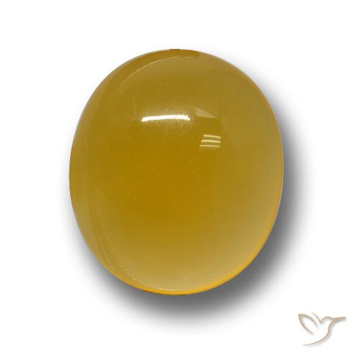 11.7 x 10.2mm Oval Cabochon Yellow Agate from India, Weight of 4.47ct, Natural dyed Gemstone in Translucent Clarity, 1pc Agate - Color: Deep Yellow, Mohs Hardness of 6.5 - 7 suitable for daily wear jewelry, Photo A