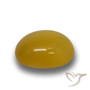 4.47 ct Yellow Agate Stone, Natural Agate in Oval Cabochon Shape for Sale