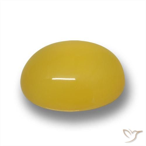 3.58 ct Yellow Agate Stone, Natural Agate in Oval Cabochon Shape for Sale