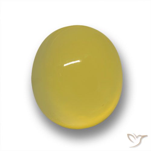 11.6 x 10.2mm Oval Yellow Agate from India, Weight of 5.28ct, Natural dyed Gemstone in Translucent Clarity, 1pc Oval Cabochon Agate - Color: Yellowish Gold, Mohs Hardness of 6.5 - 7 suitable for daily wear jewelry, Photo A