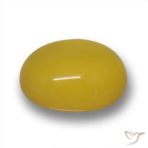 3.29 ct Yellow Agate Stone, Natural Agate in Oval Cabochon Shape for Sale