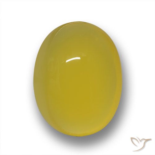 5.05ct Oval Cabochon Yellow Agate from India, Dimension 12.8 x 9.9mm, Natural dyed Gemstone, Translucent Clarity, 1 piece Agate in Yellowish Gold Color, Mohs Hardness of 6.5 - 7 suitable for daily wear jewelry, Photo A