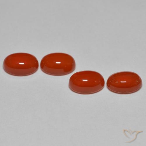 Agate Gemstones in 6 x 4 mm (calibrated) Size for Sale, Agate Stones in Orange Red Color