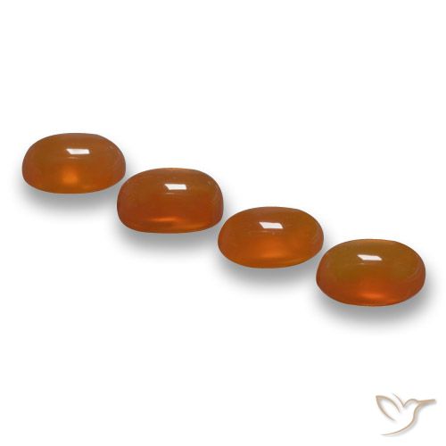 2.45 ctw Orange Agate Gemstones, Agate Gems in Oval Cabochon Shape for Sale.