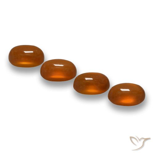 4pc Oval Orange Agate Lot from India - Weight 2.63ct total / avg. 0.66ct each, Size 6.2 x 4.1mm, Color: Reddish Orange, Mohs Hardness 6.5 - 7 suitable for daily wear jewelry, Photo A