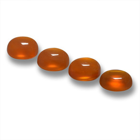 Deep Orange Agate Gem - 0.5ct Oval Cabochon (ID: 459581)