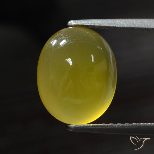 2.95 ct Yellow Agate Gemstone, Agate Gem in Oval Cabochon Shape for Sale.