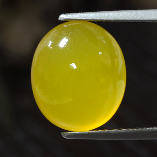 Light Honey Yellow Agate Gem - 4.9ct Oval Cabochon (ID: 467513)