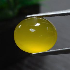 5.51 ct Yellow Agate Stone, Natural Agate in Oval Cabochon Shape for Sale