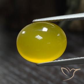 5.05 ct Yellow Agate Stone, Natural Agate in Oval Cabochon Shape for Sale