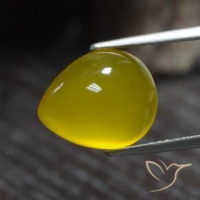 4.80 ct Yellow Agate Stone, Natural Agate in Pear Cabochon Shape for Sale