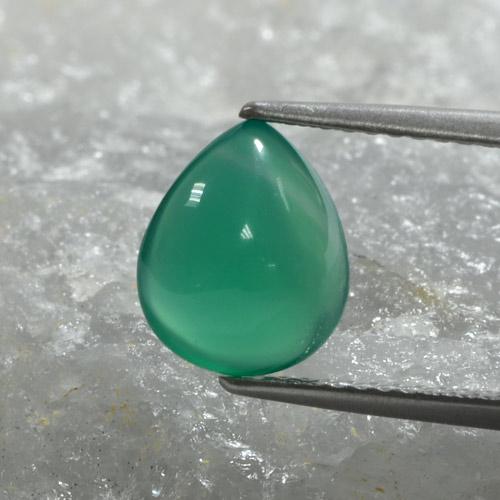 Medium Green Agate Gem - 2ct Pear Cabochon (ID: 467527)
