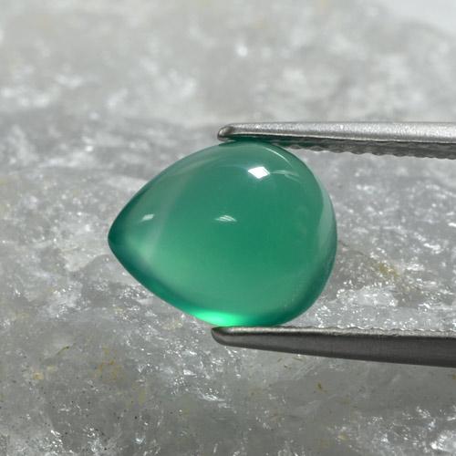 1.97 ct Green Agate Stone, Natural Agate in Pear Cabochon Shape for Sale
