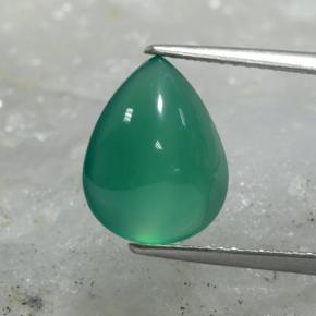 Medium Green Agate Gem - 3.7ct Pear Cabochon (ID: 467529)