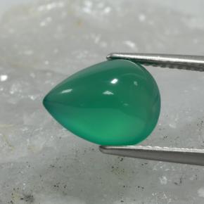 3.74 ct Green Agate Stone, Natural Agate in Pear Cabochon Shape for Sale