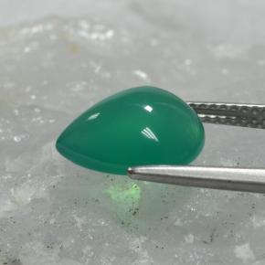 Agate Gemstone in 11.9 x 9.3 mm Size for Sale, Agate Stone in Medium Green Color