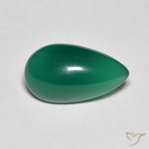 Agata verde da 3,75 ct, taglio a pera da 14,3 x 8,2 mm dall'India, Photo A