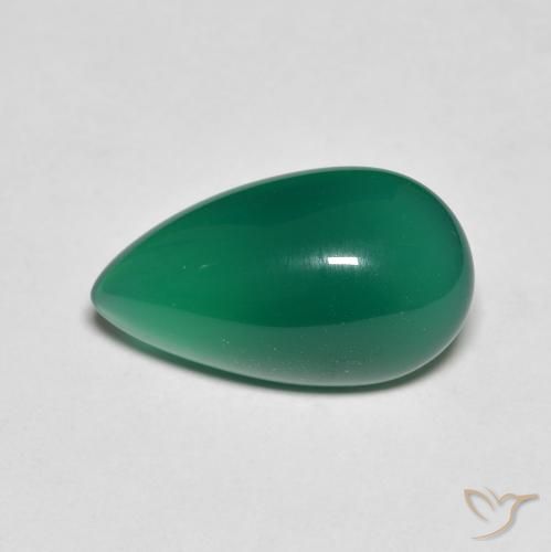 3.75 ct Green Agate Stone, Natural Agate in Pear Cabochon Shape for Sale