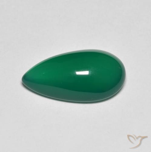 Agate Gemstone in 14.3 x 8.2 mm Size for Sale, Agate Stone in Medium Dark Green Color