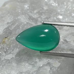2.74 ct Green Agate Stone, Natural Agate in Pear Cabochon Shape for Sale