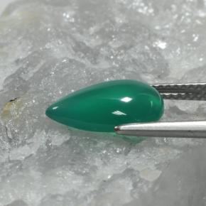 Agate Gemstone in 12.9 x 8.1 mm Size for Sale, Agate Stone in Medium Green Color