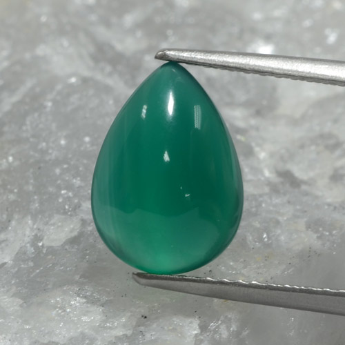Medium Green Agata Gem - 2.7ct Cabochon pera (ID: 467536)