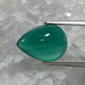 2.66 ct Green Agate Stone, Natural Agate in Pear Cabochon Shape for Sale
