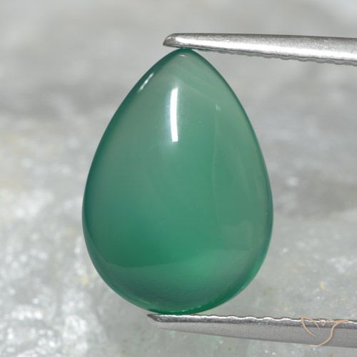 3 ct Green Agate, 12.7 x 9.1 mm Pear Cut From India, Photo A