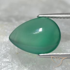 3.00 ct Green Agate Stone, Natural Agate in Pear Cabochon Shape for Sale