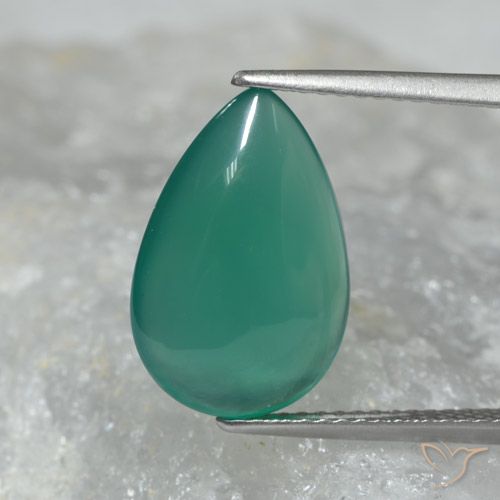 4.40ct Natural Verde Frio Ágata, Formato de pêra, Translúcido, Photo A