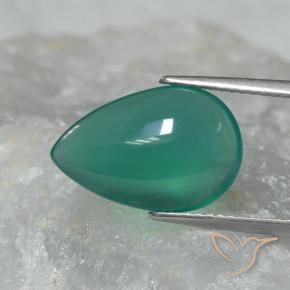 4.40 ct Green Agate Stone, Natural Agate in Pear Cabochon Shape for Sale