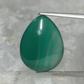 Medium Green Agate Gem - 7.9ct Pear Cabochon (ID: 467549)