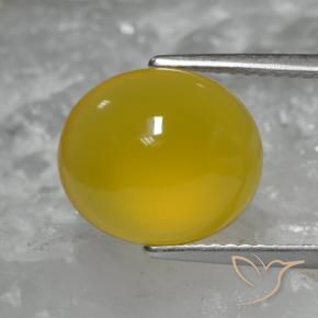 4.62 ct Yellow Agate Stone, Natural Agate in Oval Cabochon Shape for Sale