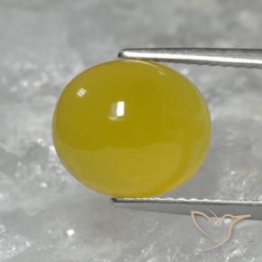 4.34 ct Yellow Agate Stone, Natural Agate in Oval Cabochon Shape for Sale