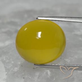 5.95 ct Yellow Agate Stone, Natural Agate in Oval Cabochon Shape for Sale