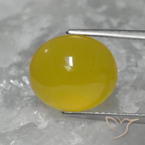 5.56 ct Yellow Agate Stone, Natural Agate in Oval Cabochon Shape for Sale