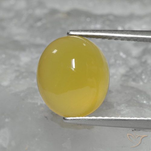Agata Ovale cabochon da 4,84 ct dall'India, dimensione 11,2 x 9,9mm, purezza Translucent, pietra preziosa naturale Tinto, Agata 1pc in colore Giallo miele, durezza Mohs di 6,5 - 7 adatto per gioielli da indossare ogni giorno, Photo A
