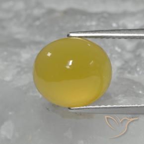 4.84 ct Yellow Agate Stone, Natural Agate in Oval Cabochon Shape for Sale