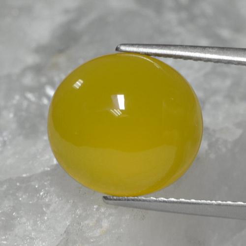6.76 ct Yellow Agate Stone, Natural Agate in Oval Cabochon Shape for Sale