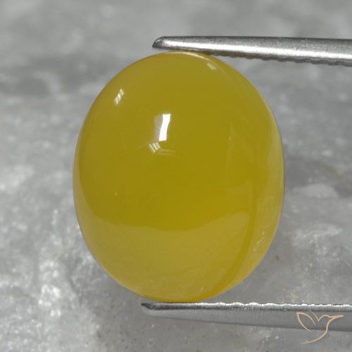 Agata gialla da 6,28 ct, taglio ovale da 12,9 x 11,1 mm dall'India, Photo A