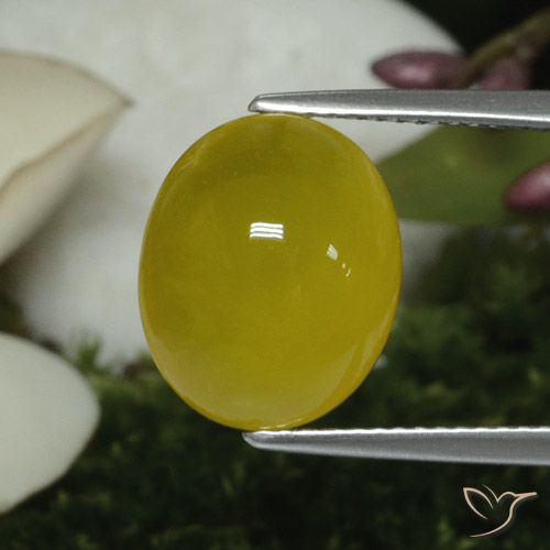 5.60 ct Yellow Agate Gemstone, Agate Gem in Oval Cabochon Shape for Sale.