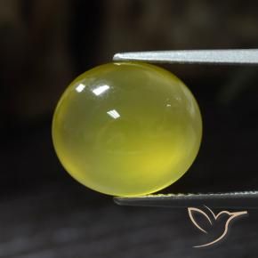 6.54 ct Yellow Agate Stone, Natural Agate in Oval Cabochon Shape for Sale