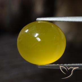 4.30 ct Yellow Agate Stone, Natural Agate in Oval Cabochon Shape for Sale